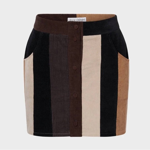 E.L.V. Denim CORDUROY STRIPE MINI SKIRT UK 14 US 10 - Picture 1 of 11